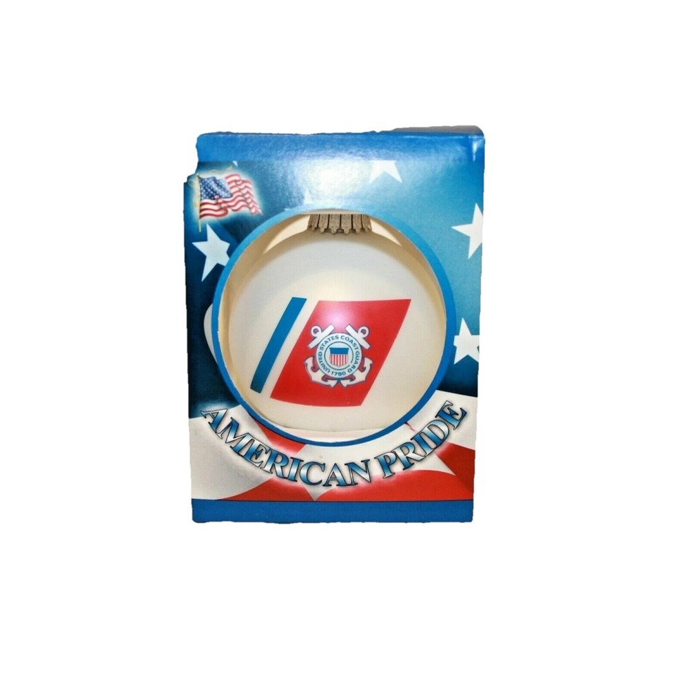 American Pride United States‎ Coast Guard Glass Christmas Ornament NEW In Box